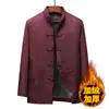 Vestido de Banquete de Ano Novo de Veludo Espessado Outono e Inverno para Aniversário de Avô de Meia-Idade e Idoso Jaqueta de Pai Traje Tang Masculino