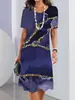 2024 verão quente transfronteiriço feminino vestido curto estampado antigo moda casual impressão digital 3D comércio exterior