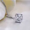 Collar de cubo de Rubik de amor chapado en platino directo de fábrica, ventana cuadrada de amor para mujer, cubo de Rubik de imitación coreana de moissanita