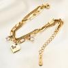 Pulsera Europea y Americana Transfronteriza Nueva de Doble Capa con Cadena en Forma de O de Pines con Corazón de Diamante 18K Personalizada Versátil Venta al por Mayor Venta Caliente
