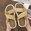 Chinelo Grosso Stomp para Mulheres para Uso Externo Primavera e Verão 2025 Novo Tecido Macio Uso Externo Chinelos de Praia Fashion para Mulheres