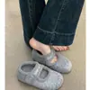 Sapatos Mary Jane Quentinhos com Forro de Fleece para Saias, Sapatos de Pelo com Salto Interno, Sapatos de Algodão com Forro de Pelo e Solas Macias para Mulheres