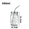 Vaso de Vidrio con Popote Mason Taza para Bebidas Taza de Diamante para Jugos Café Cold Brew Té de Leche Botella para Bebidas de Jugo Vaso de Vidrio Venta al por Mayor