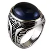 Joyería de Acero Inoxidable al por Mayor Anillo de Runa Retro Europeo y Americano Anillo de Acero de Titanio con Piedra de Ojo de Tigre Personalizado Accesorios R1002