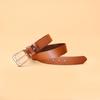Cinturón de piel de vaca de primera capa para hombre, hecho a mano, estilo vintage, informal, combinable, para vaqueros, para jóvenes y personas de mediana edad.