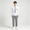 Uniforme escolar de estilo universitario, traje gris, unisex, adecuado para estudiantes de secundaria y primaria, se usa como uniforme de clase, para el día del deporte, actuaciones corales y recitaciones