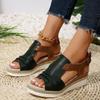 Sandalias de mujer talla grande transfronterizas Verano 2023 nuevas planas de cuña peep toe casual con correa de hebilla sandalias de mujer en stock