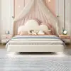 Cama Infantil para Niña Cama Rosa de Princesa Colgante Entorno de Apartamento Pequeño Cama de Piel Ecológica Cama Doble Nube Cama Suave Muebles