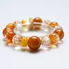 Despertar del VinoPulsera de Citrino Amarillo de Cristal Natural para Mujer, Moda Casual Versátil Pulsera de Cuarzo Rutilado Dorado Venta al por Mayor