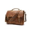 Portafolio de Piel Genuina Hecho a Mano para Hombre Capa Superior Piel de Vaca Bolso de Hombro Cruzado para Hombre Doble Bolsillo Retro Bolso para Computadora