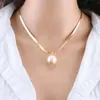 Joyería Transfronteriza Europea y Americana, Elegantes Accesorios de Cadena de Perlas para Mujer, Collar de Corazón Calado Geométrico de Doble Capa de Perlas