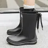 Botas de Lluvia de Moda Transfronterizas Gama Media-Alta para Mujer Dulces Estudiantiles Versátiles Suela Suave Antideslizantes Zapatos de Camping Impermeables Zapatos para Lavar el Coche