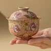 Taza de té Gaiwan de Cerámica Firestone Azul y Blanco de Dos Piezas del Fabricante, Tazón de Té Individual de Alto Nivel Estilo Chino Nuevo con Tapa