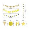 Banner de Cumpleaños Brillante con Números y Letras, Banner Redondo de Lentejuelas, Banner Cosido, Banner Cosido de Estrella de Cinco Puntas, Banner Triangular