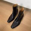 [En Stock] Botines Cortos para Mujer Otoño/Invierno 2025 Tacón Medio Botines Chelsea Versátiles Botas de Tacón Grueso Botas Martin de Punta Trendy