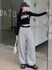 Pantalones deportivos de algodón estilo americano para mujer, nuevos pantalones largos de pierna ancha sueltos bordados de cintura alta para otoño e invierno, casuales y versátiles