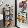 Estante para pantuflas de baño con ventosa, colgador de almacenamiento de pantuflas detrás de la puerta, herramienta mágica para ahorrar espacio para personas perezosas, montado en la pared para baño/inodoro