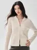 Estilo minimalista de alta qualidade: Coleção de outono de 2026, novo cardigã feminino de cashmere com gola alta, design de zíper duplo, perfeito como camada externa