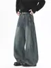 Jeans casuales rectos vintage para hombre, pantalones anchos holgados estilo americano, patchwork deconstruido de alta costura para otoño