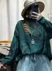 Suéter de punto versátil estampado de talla grande, corte holgado, cuello semi-alto, para mujer, moderno y elegante, de manga larga, nuevo suéter de primavera 2026