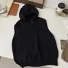 Chaleco Casual de Color Puro a la Moda con Capucha Tejido de Punto para Mujer 2025 Otoño e Invierno Nuevo Suéter Suave Ceroso Tejido de Punto en Capas Transfronterizo