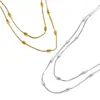 Colar de Corrente de Osso de Cobra com Contas Multicamadas Versátil de Luxo Nichado Transfronteiriço Colar de Moda Acessório Empilhável Minimalista de Aço Titânio Que Não Desbota