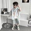 Traje de Verano para Niño 2025 Nuevo Camisa Guapa para Niños Pantalones Cortos de Mezclilla Conjunto de Tres Piezas Chaleco Moderno para Bebé Niño