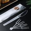 Pastel de Luna de Medio Otoño, empaque independiente, cuchillo para pastel de alta calidad, cuchillo desechable para cortar pasteles, juego de cuchillo y tenedor de plástico para hornear pasteles de luna.
