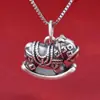 Plata de Ley 999 Colgante de Riqueza Inmediata Caballo de Madera Pequeño Colgante de Caballo Volador Pulsera de Caballo del Zodiaco Accesorios de Cuerda Roja Dropshipping