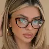 Gafas de Estilo Europeo y Americano Personalidad Ojo de Gato Sin Graduación para Mujer, Nuevos Marcos de Gafas de Moda Retro Tendencia Anti Luz Azul