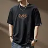 Camiseta de Manga Corta para Hombre Estilo Americano, Peso Pesado, Estampada, Otoño, Corte Holgado, Talla Grande, Manga Media, Camiseta de Marca Trendy Oversize