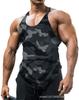Comércio Exterior Transfronteiriço Masculino Europeu e Americano Cor Sólida Gola U Sem Mangas Camuflado Esportivo Academia Tamanho Grande Esportivo Colback Apertado para Homens