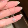 Collar Cruz de Plata de Ley S925 Incrustado con Diamantes para Mujer, Estilo Japonés, Diseño de Nicho de Gama Alta, Cadena para Clavícula, Popular en Xiaohongshu