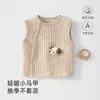 Colete de algodão quente para usar por cima, para bebês e crianças pequenas, com estampas fofas de desenhos animados, adequado para outono e inverno, com acolchoamento matelassê e design sem costura Classe A
