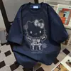 100% algodón puro, lindo diseño de Hello Kitty, camiseta de manga corta estampada, top de verano holgado para hombres y mujeres, un estilo único y casual