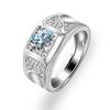 Live Supply Anel Masculino Banhado a Platina Cravejado com Diamante Simulado Anel de Diamante Zircônia Moissanita Ouro 18K Diamante Anel Masculino