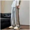 Pantalones de Chándal Grises para Hombre Moda Estilo Americano Sueltos Casuales Pantalones de Marca de Moda Rectos Otoño Jóvenes Pantalones Deportivos