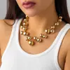 Europa y Estados Unidos joyería transfronteriza cuentas grandes exageradas collar corto para mujer gargantilla temperamento punk collar de perlas de imitación
