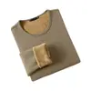 Camiseta de Manga Larga para Hombre de Terciopelo Zorro Plateado de 420g, Top Engrosado con Forro Polar, Cuello Redondo, Camiseta Base, Ropa Interior Térmica de Color Sólido para Otoño e Invierno
