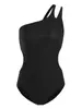 Traje de baño para mujer Estilo Nuevo de un Hombro Adelgazante Fuente Termal Negro Bikini de una Pieza Estilo Puro Deseo Traje de Baño Sexy de Alta Gama