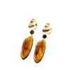 Aretes estilo Melard transfronterizos, aretes de resina ámbar, aretes geométricos vintage de carey color caramelo, aretes de mujer otoño/invierno