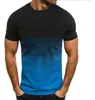 Camiseta Esportiva Casual Masculina Amazon Moda Verão Europeia e Americana Gola Redonda Gradiente 3D Manga Curta Camiseta de Gola Redonda Masculina
