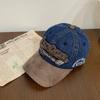 Boné de beisebol vintage antigo com letra de capota macia para mulheres de rua estilo coreano para todos os jogos com rosto de cabeça grande mostrando pequeno chapéu de língua de pato com guarda-sol