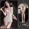 Lencería Erótica de Encaje Dorado Calado, Vestido de Borlas de Deseo Puro con Abertura en la Entrepierna, Tentación Sensual de Alta Gama para Mujeres Jóvenes