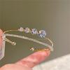Pulseira Transparente Irregular Estilo Casual Dupla Camada Banhado a Ouro Pulseira de Zircão Abertura Pulseira Ajustável J362