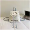 Mini Mochila de Viagem Bolinhas Renda Mochila com Cordão para Meninas Desenho Gatinho Fofo Mochila Escolar com Aba para Bebê