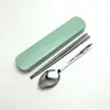 Conjunto Portátil de Talheres de Aço Inoxidável Colher Hashi Garfos Conjunto de Três Peças Estudante ao Ar Livre Garfo e Colher Portáteis Caixa de Armazenamento