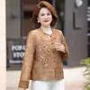 Nova jaqueta bordada estilo chinês, blusa de botão com gola redonda para mulheres de meia-idade e idosas, roupa feminina elegante e tradicional estilo chinês, coleção de outono, cardigã de manga longa