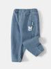 Calça Jeans Bebê Jingqi Meninas Primavera e Outono Calças Infantis 2023 Novas Roupas de Outono Calças de Pierna Reta Infantis Roupa Infantil