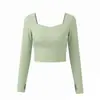 Conjunto Deportivo de Yoga para Mujer Cuello Cuadrado Manga Larga Adelgazante Ajustado Ropa Deportiva Conjunto de Dos Piezas para Levantamiento de Pesas Correr Entrenamiento